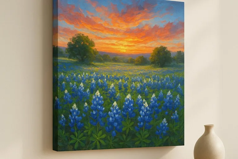 Canvas print hanging on a living room wall
