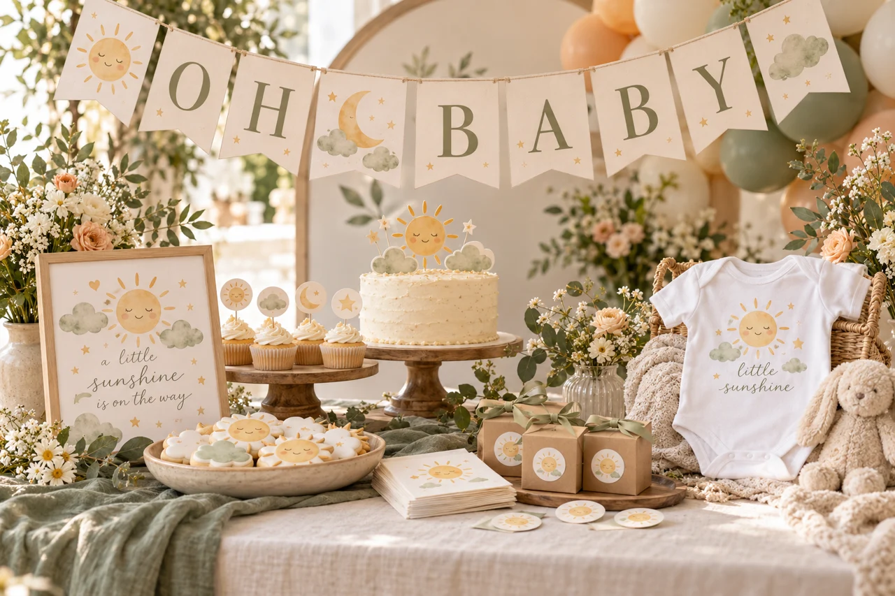 Baby showers illustrative custom-print scene