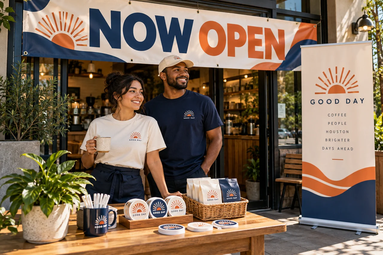 Business & grand openings illustrative custom-print scene