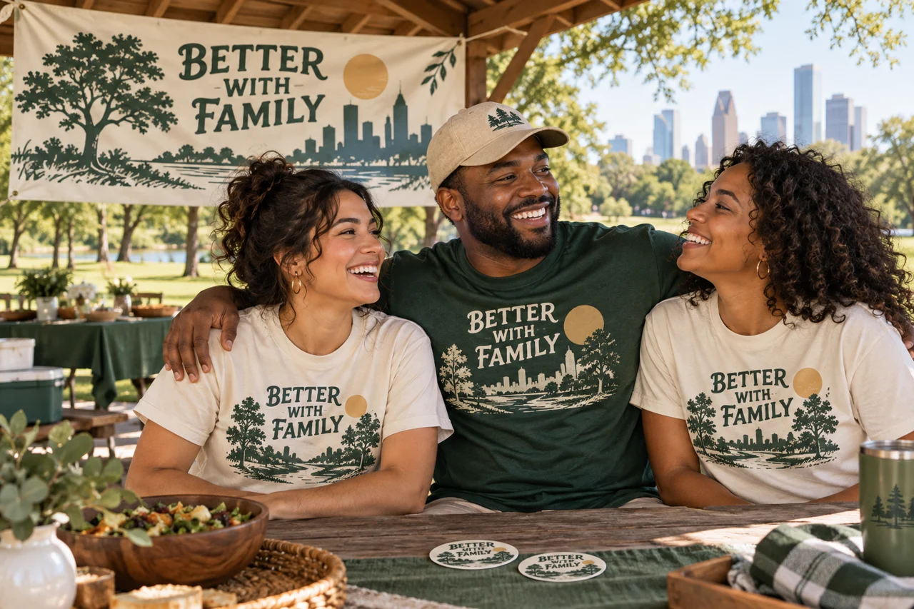 Family reunions illustrative custom-print scene
