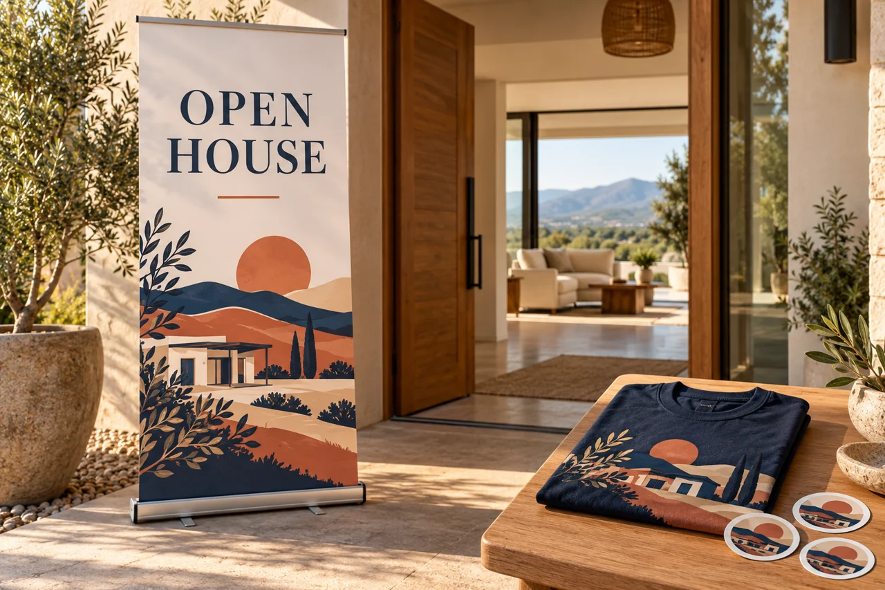 Real estate & open houses illustrative custom-print scene