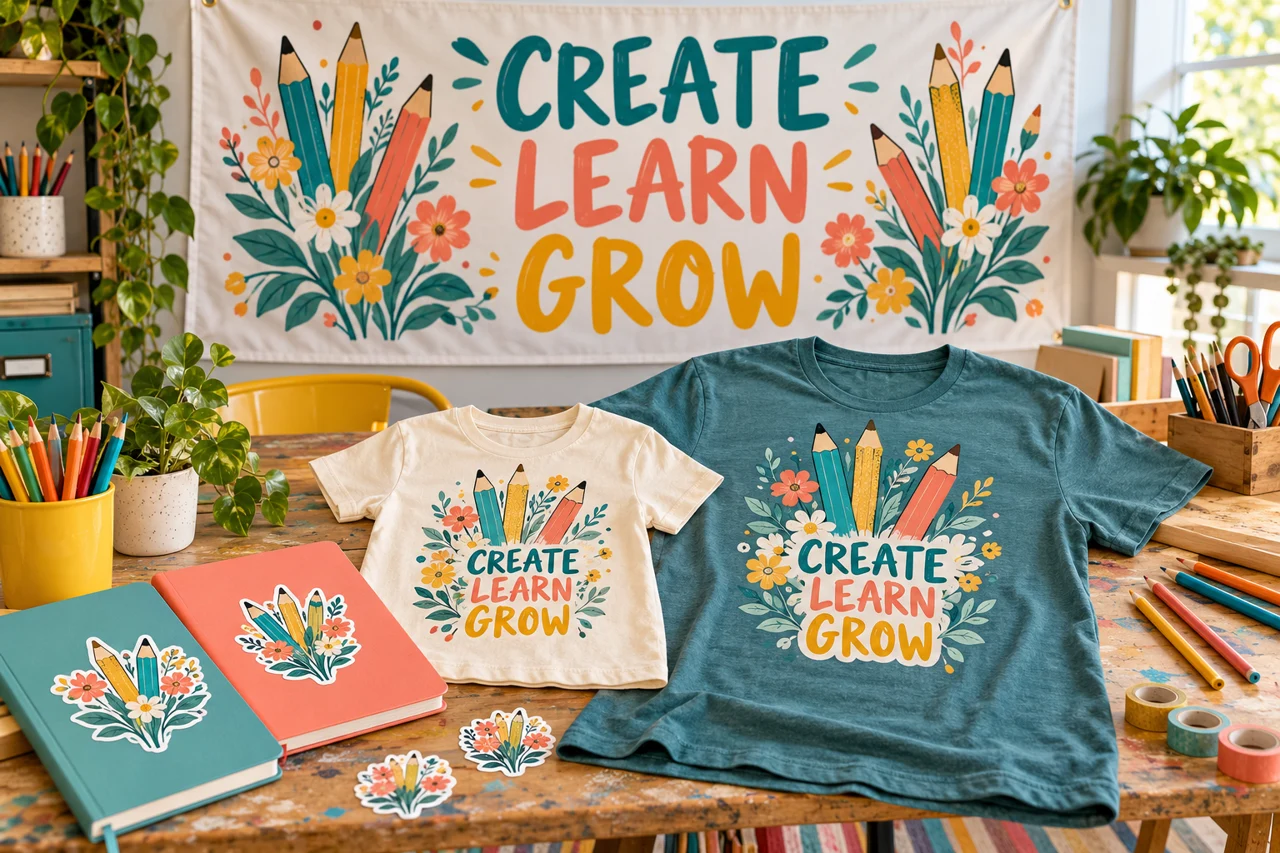 Schools & clubs illustrative custom-print scene