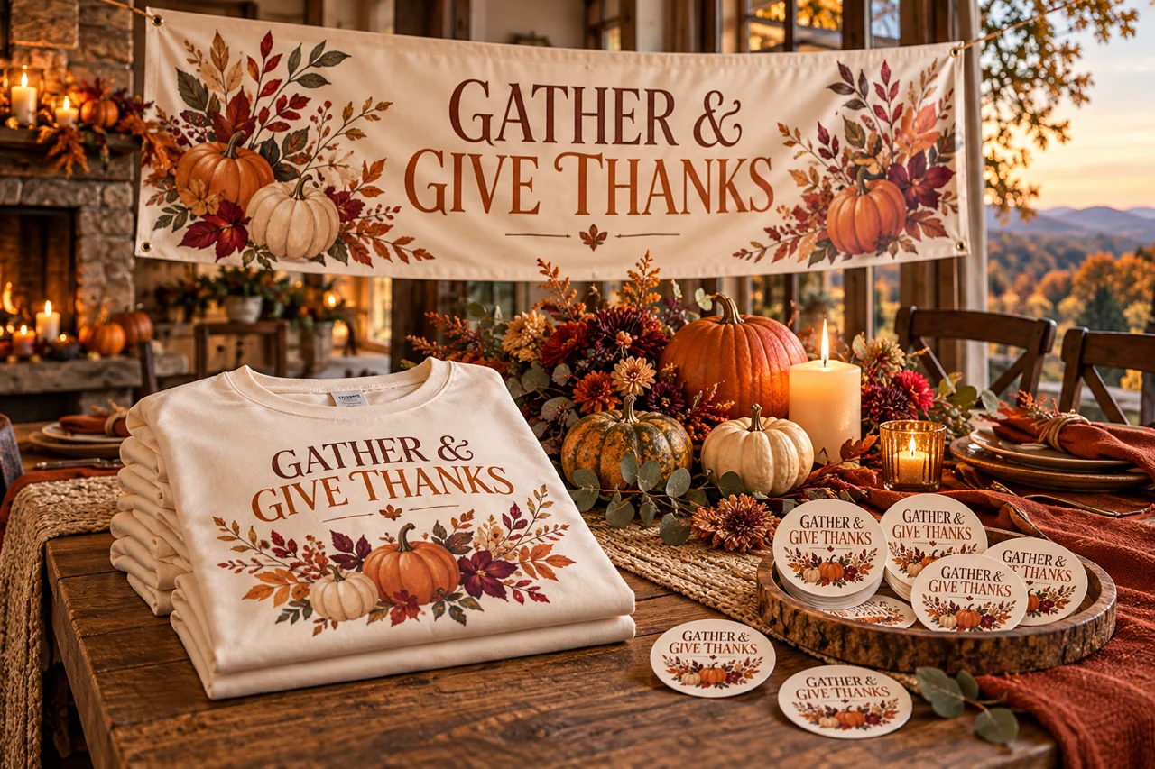 Thanksgiving illustrative custom-print scene
