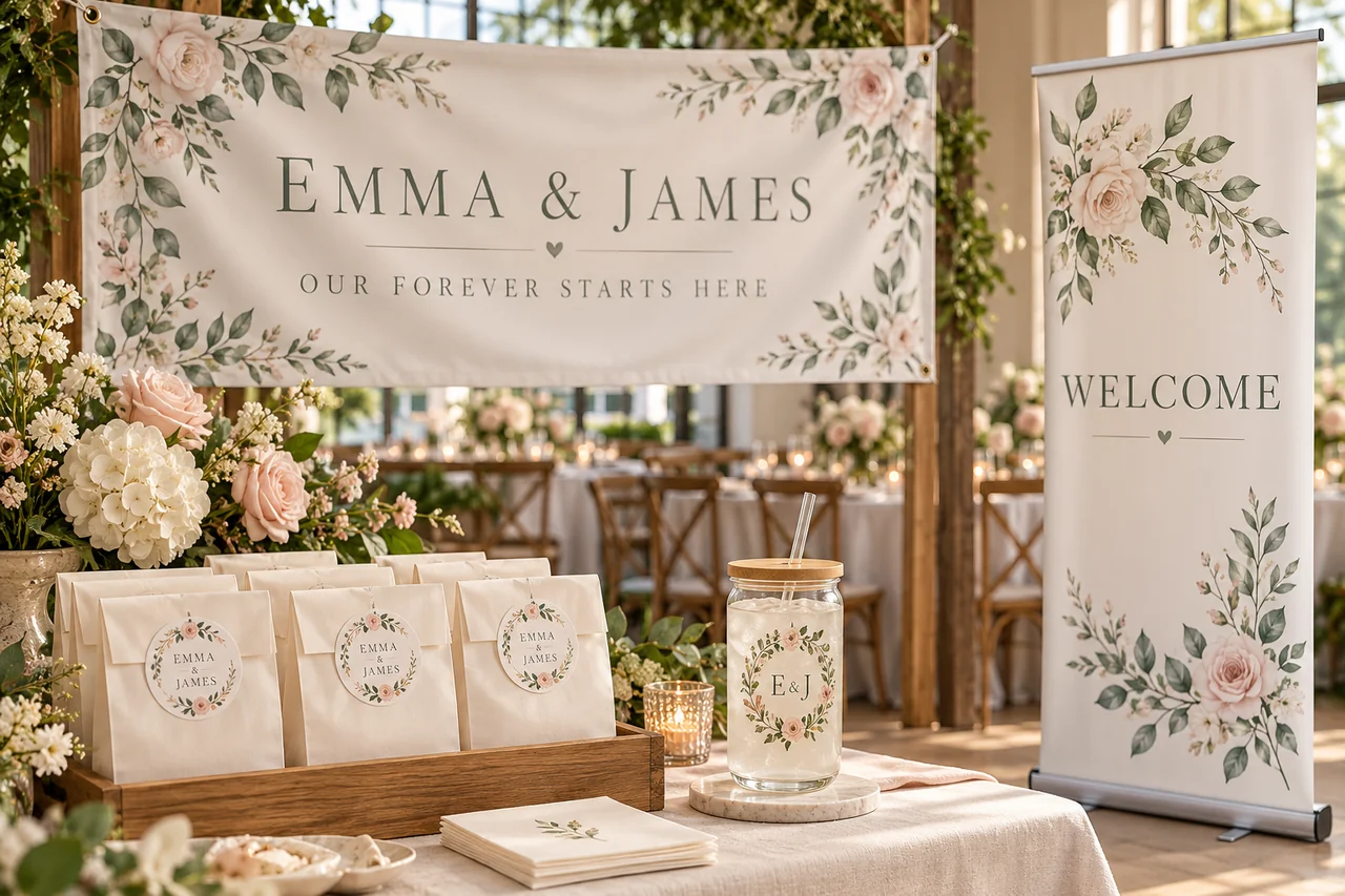 Weddings & celebrations illustrative custom-print scene