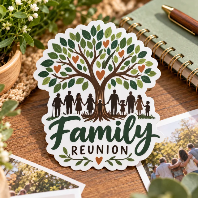 Family reunions die cut sticker inspiration