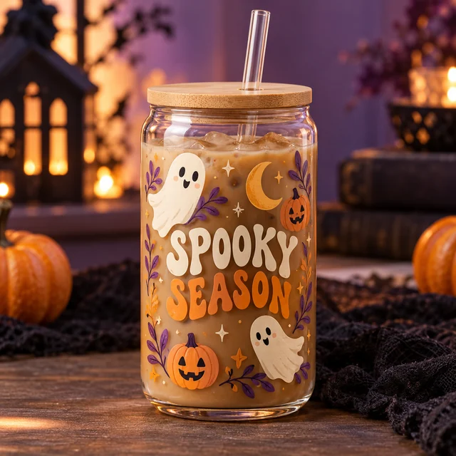 Halloween glass can cup inspiration