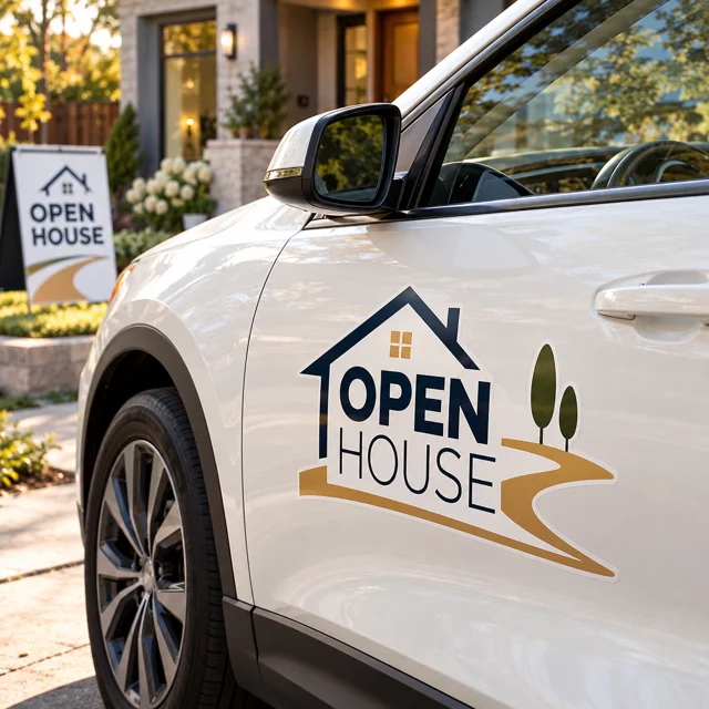 Real estate & open houses car body sticker inspiration