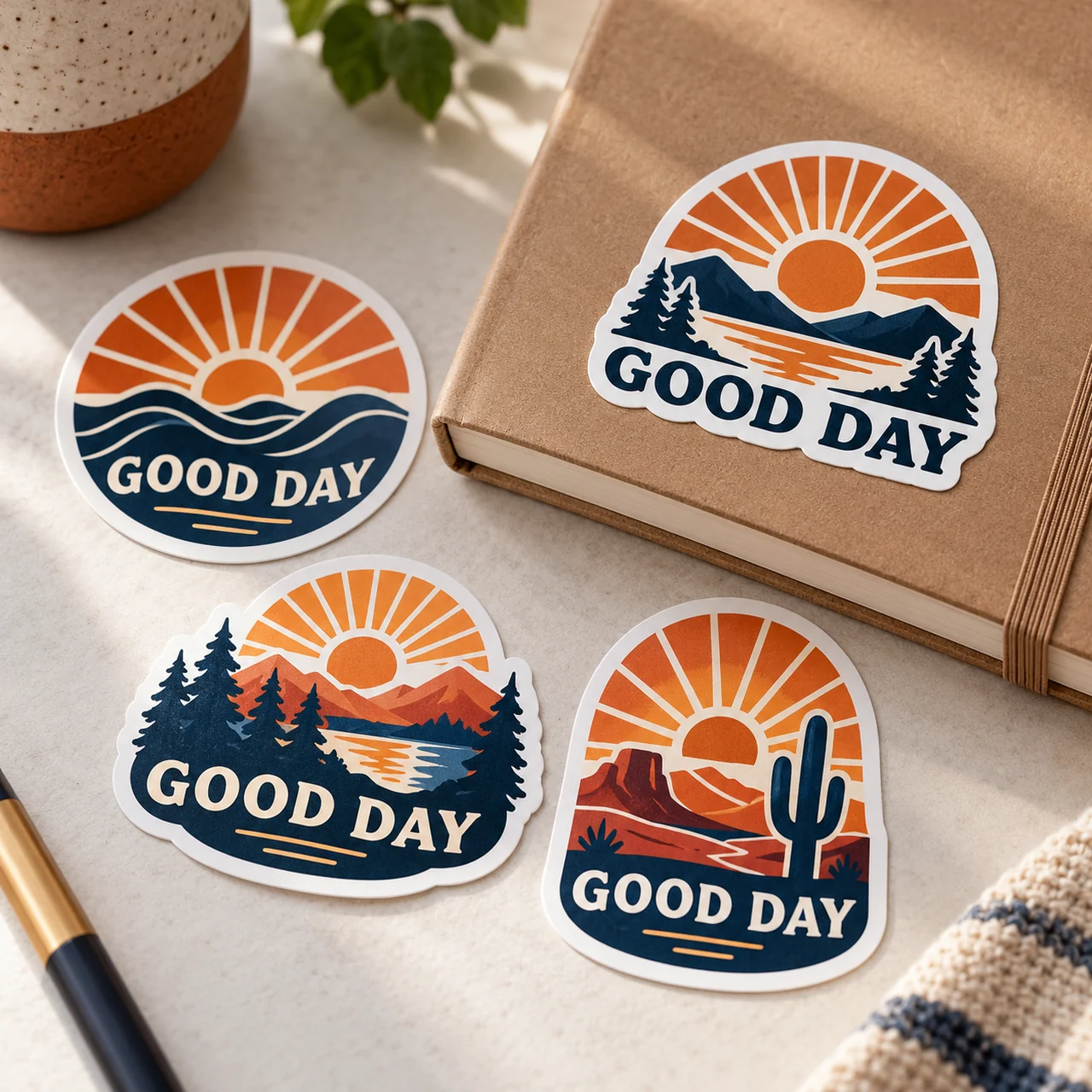 Stickers & decals illustrative printing scene