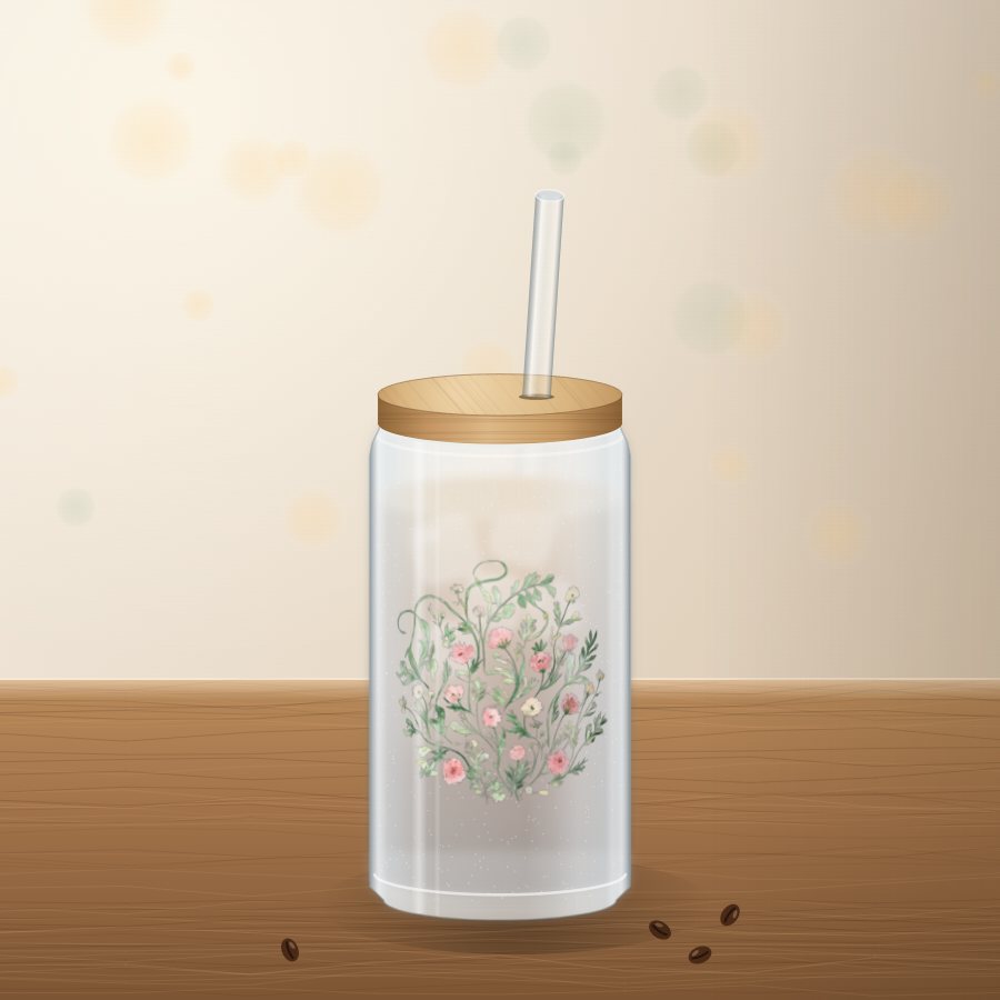 Custom Glass Can Cup 16 oz, Frosted Glass, Cup Only