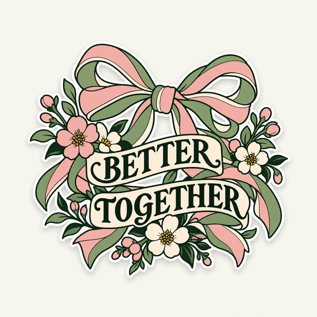 Better Together printed on Die-Cut Sticker