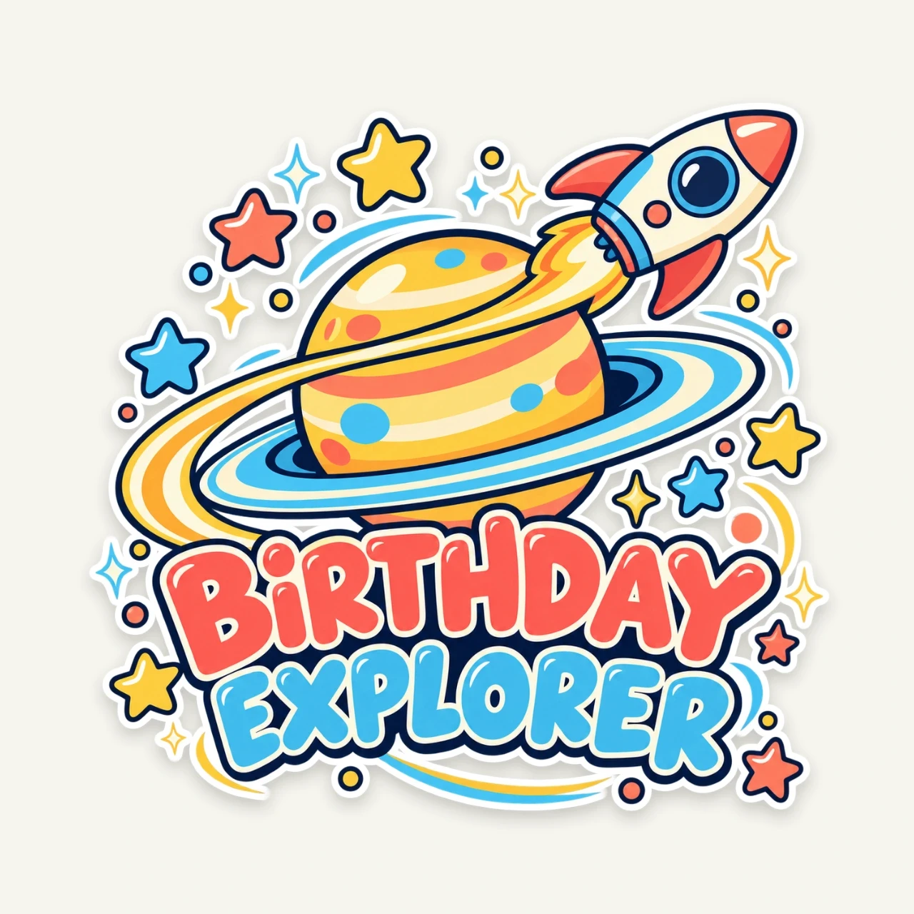 Birthday Explorer printed on Die-Cut Sticker