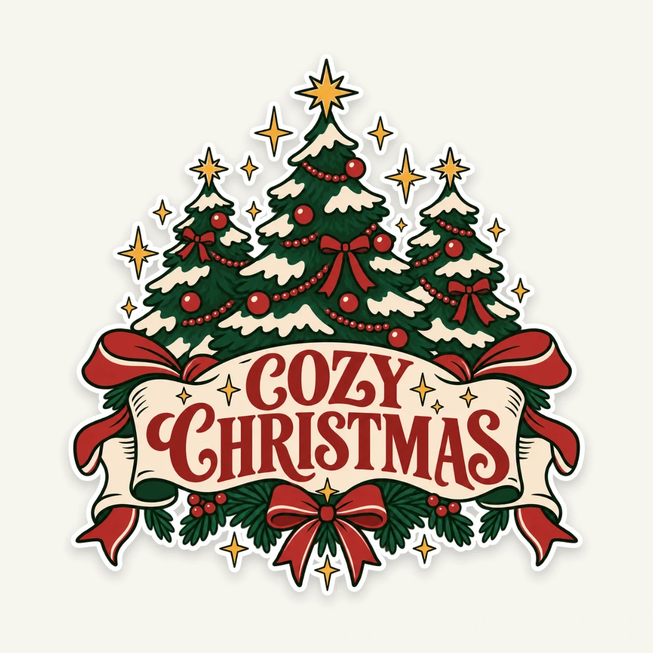 Cozy Christmas printed on Die-Cut Sticker
