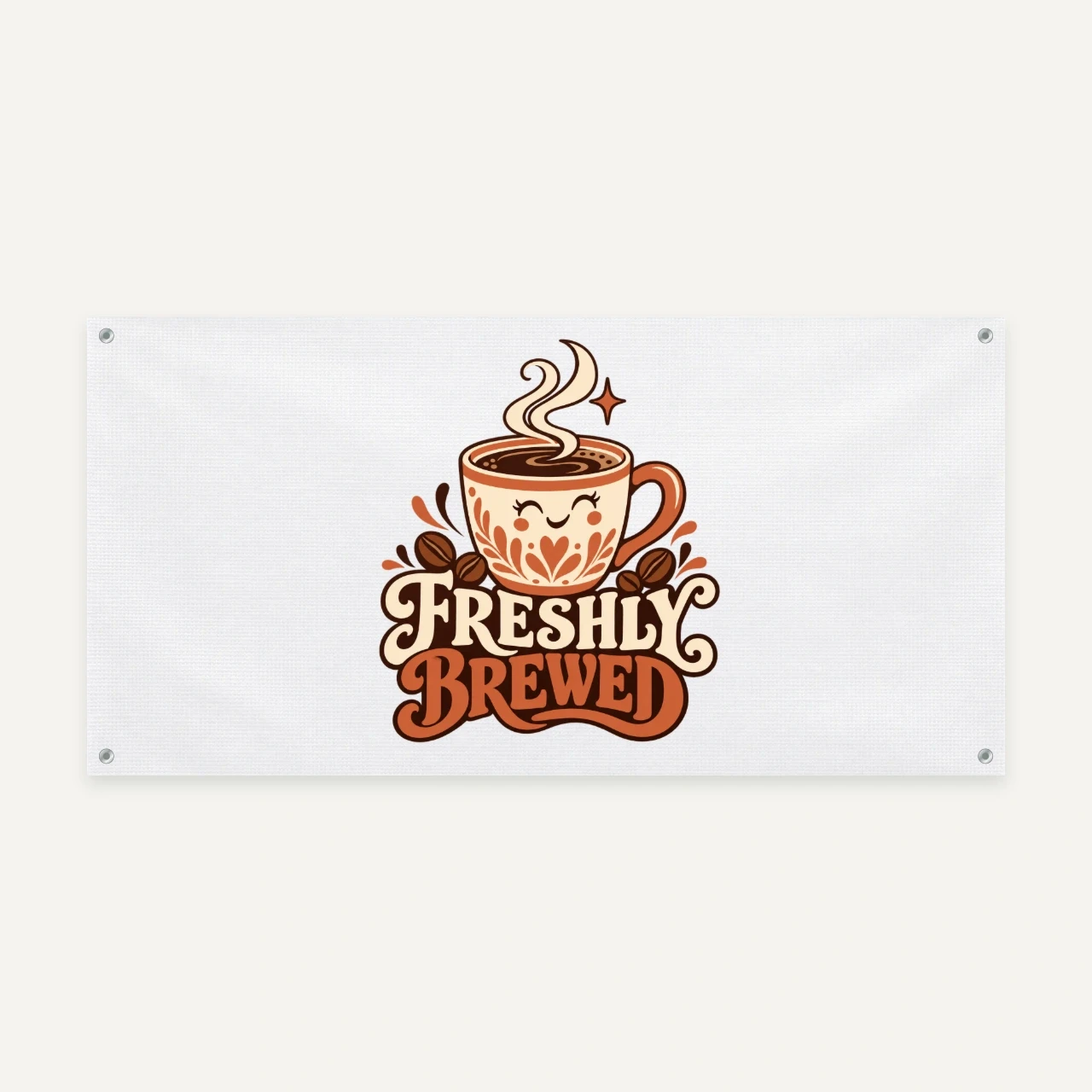 Freshly Brewed printed on Vinyl Banner