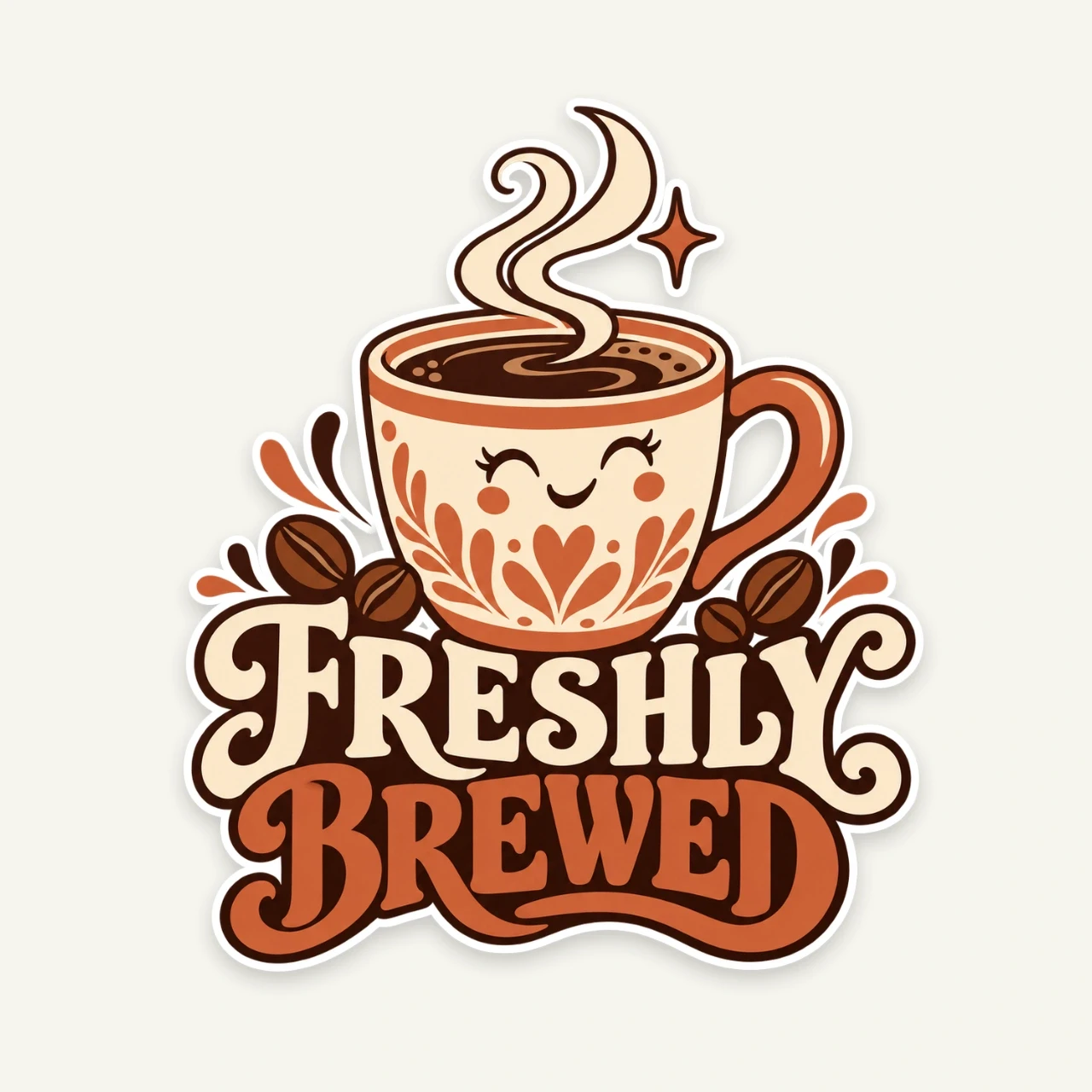 Freshly Brewed printed on Die-Cut Sticker