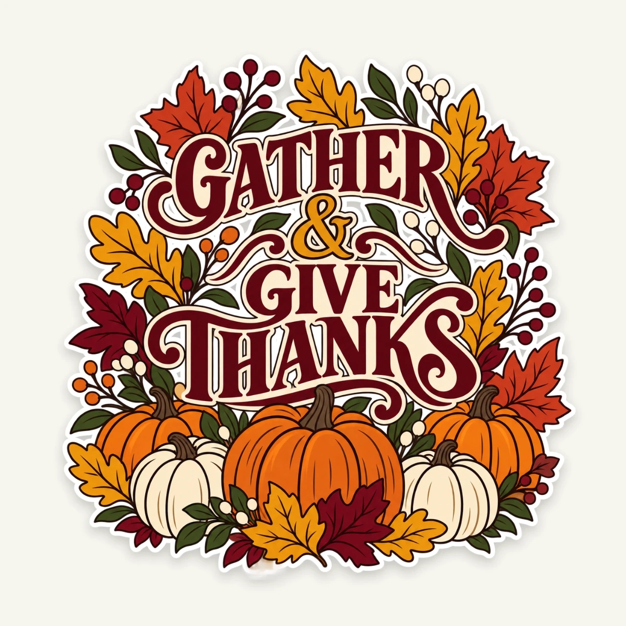 Gather and Give Thanks printed on Die-Cut Sticker