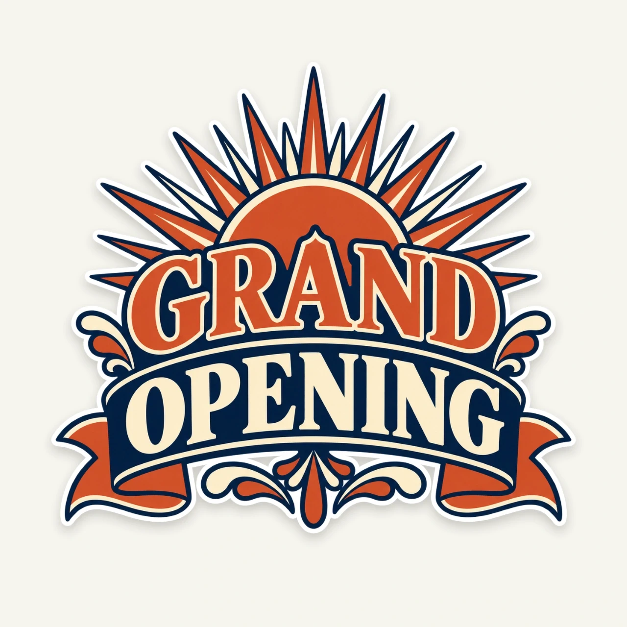 Grand Opening printed on Die-Cut Sticker