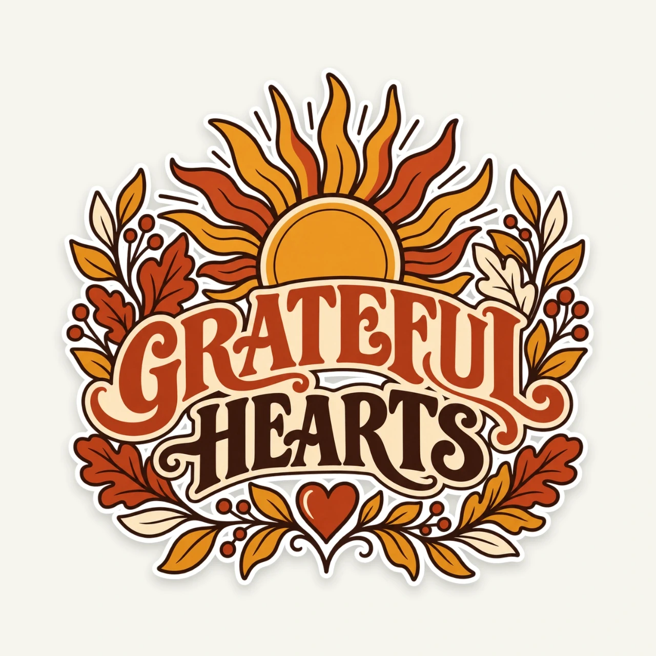 Grateful Hearts printed on Die-Cut Sticker