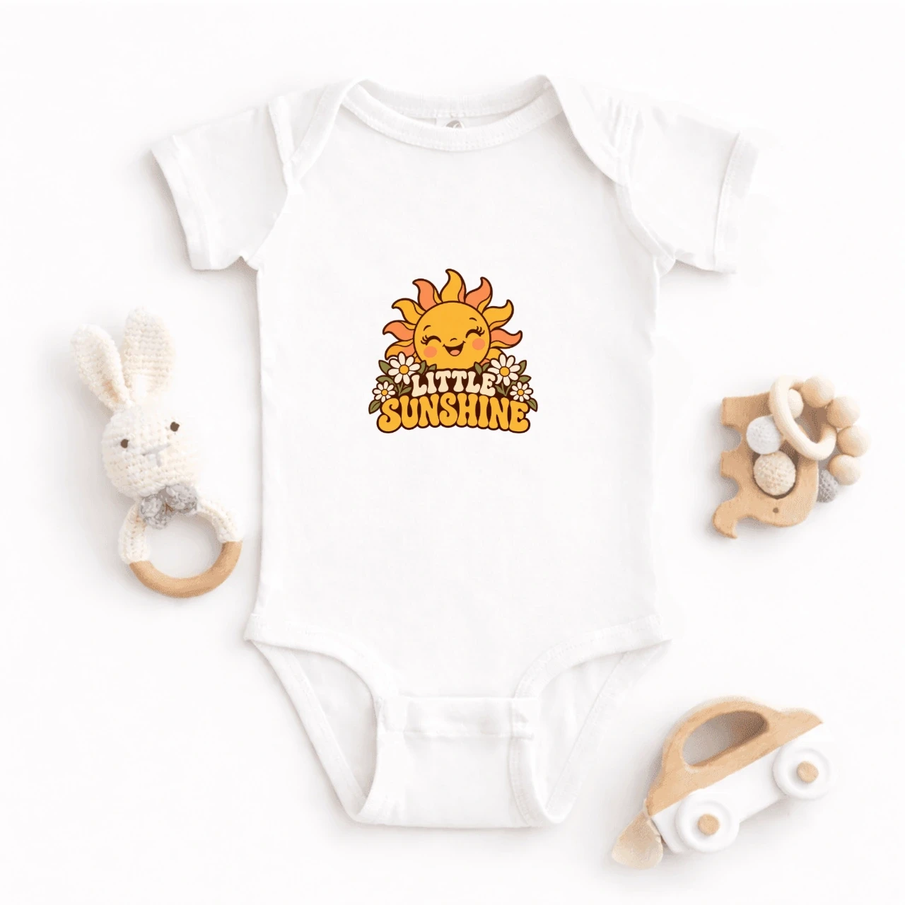 Little Sunshine printed on Custom Baby Onesie