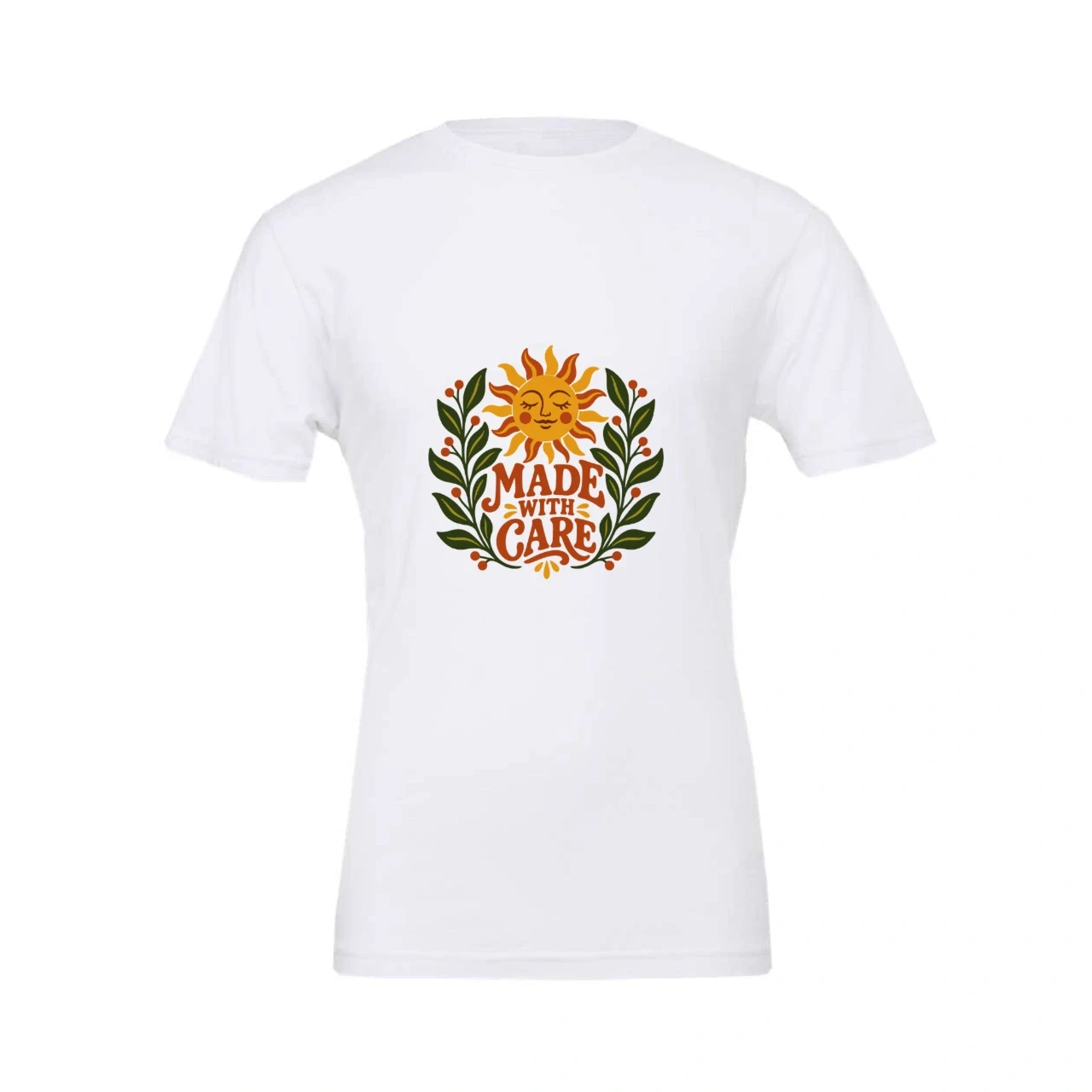 Made With Care printed on Custom Unisex T-Shirt