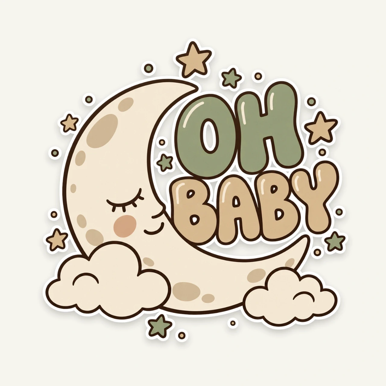 Oh Baby printed on Die-Cut Sticker