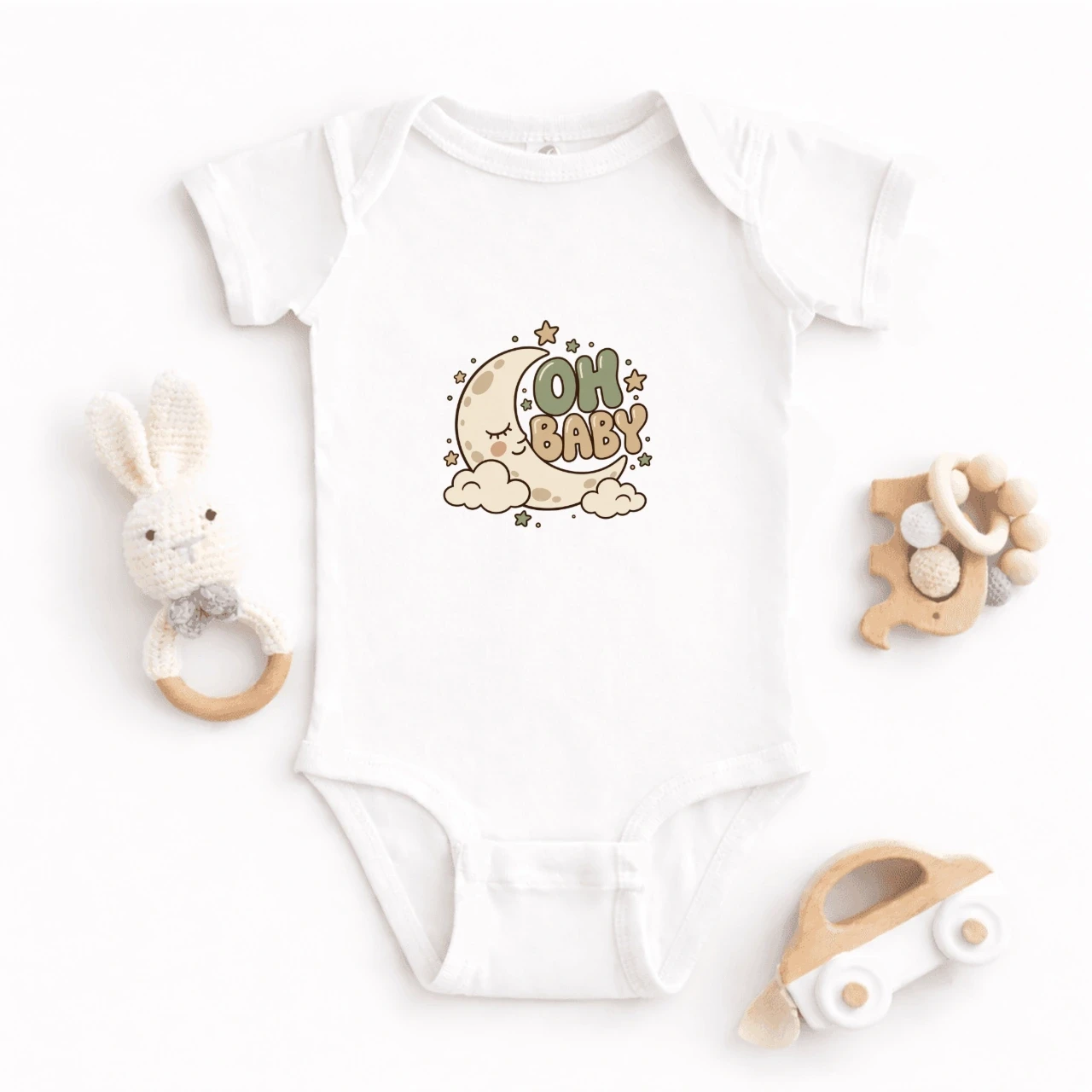 Oh Baby printed on Custom Baby Onesie