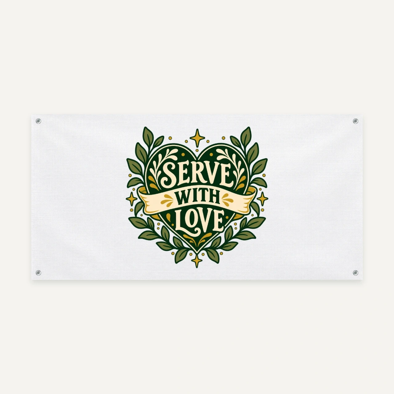 Serve With Love printed on Vinyl Banner