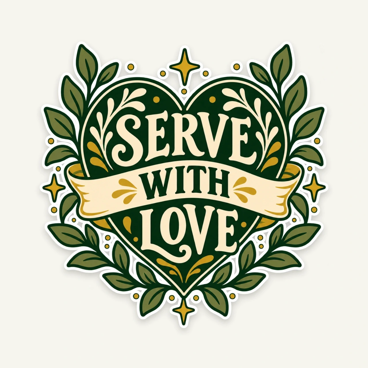 Serve With Love printed on Die-Cut Sticker