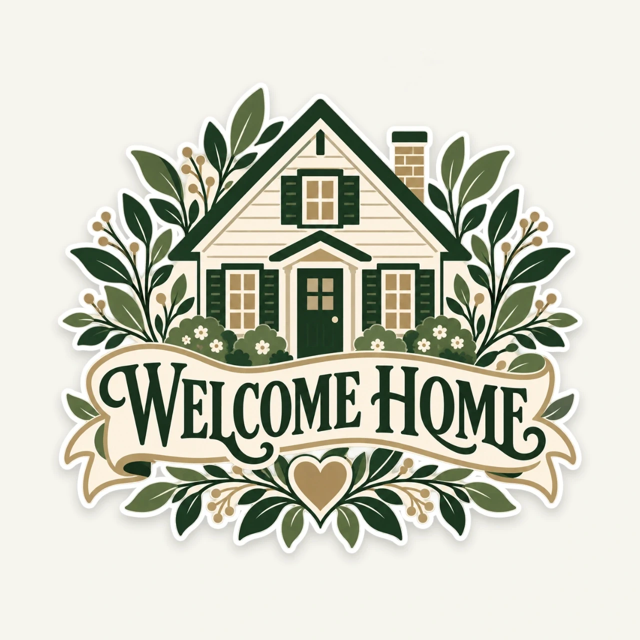 Welcome Home printed on Die-Cut Sticker