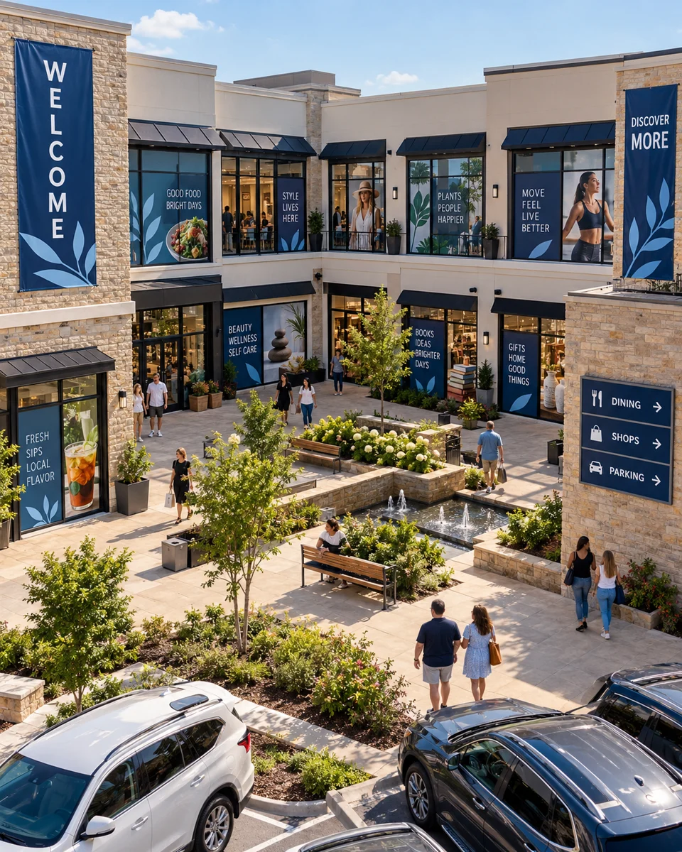 Shopping plaza print collection · Community business inspiration
