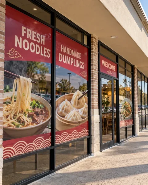 Retail window graphics · Houston neighborhood lifestyle printing idea
