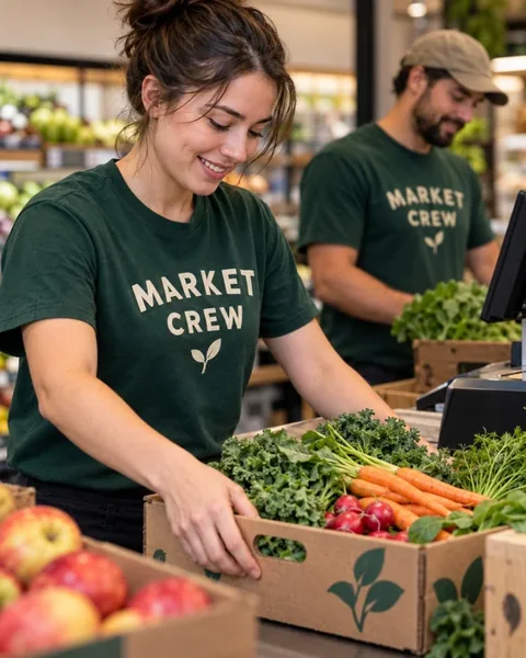 Market staff T-shirts · Houston neighborhood illustrative printing inspiration
