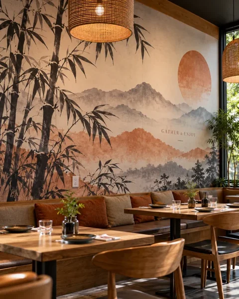 Restaurant wall murals · Houston neighborhood lifestyle printing idea
