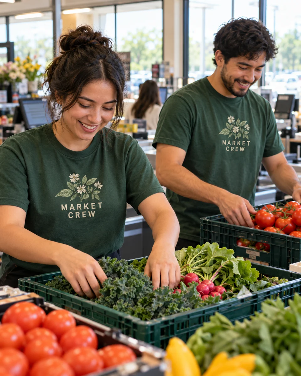 Retail team T-shirts · Retail & events illustrative printing inspiration