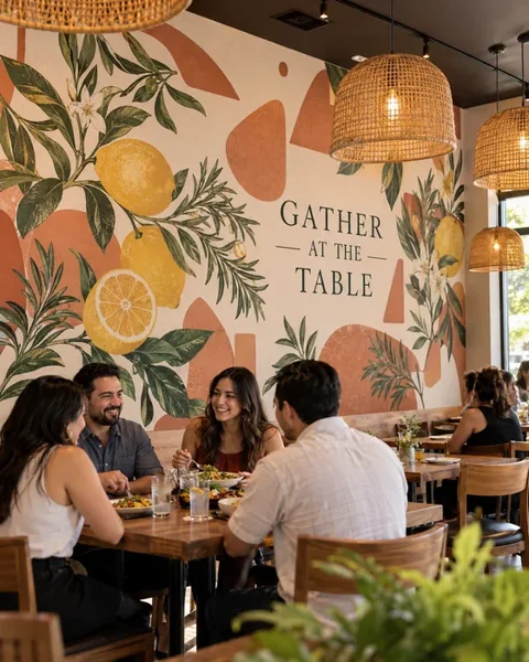 Cafe wall graphics · Neighborhood favorites lifestyle printing idea