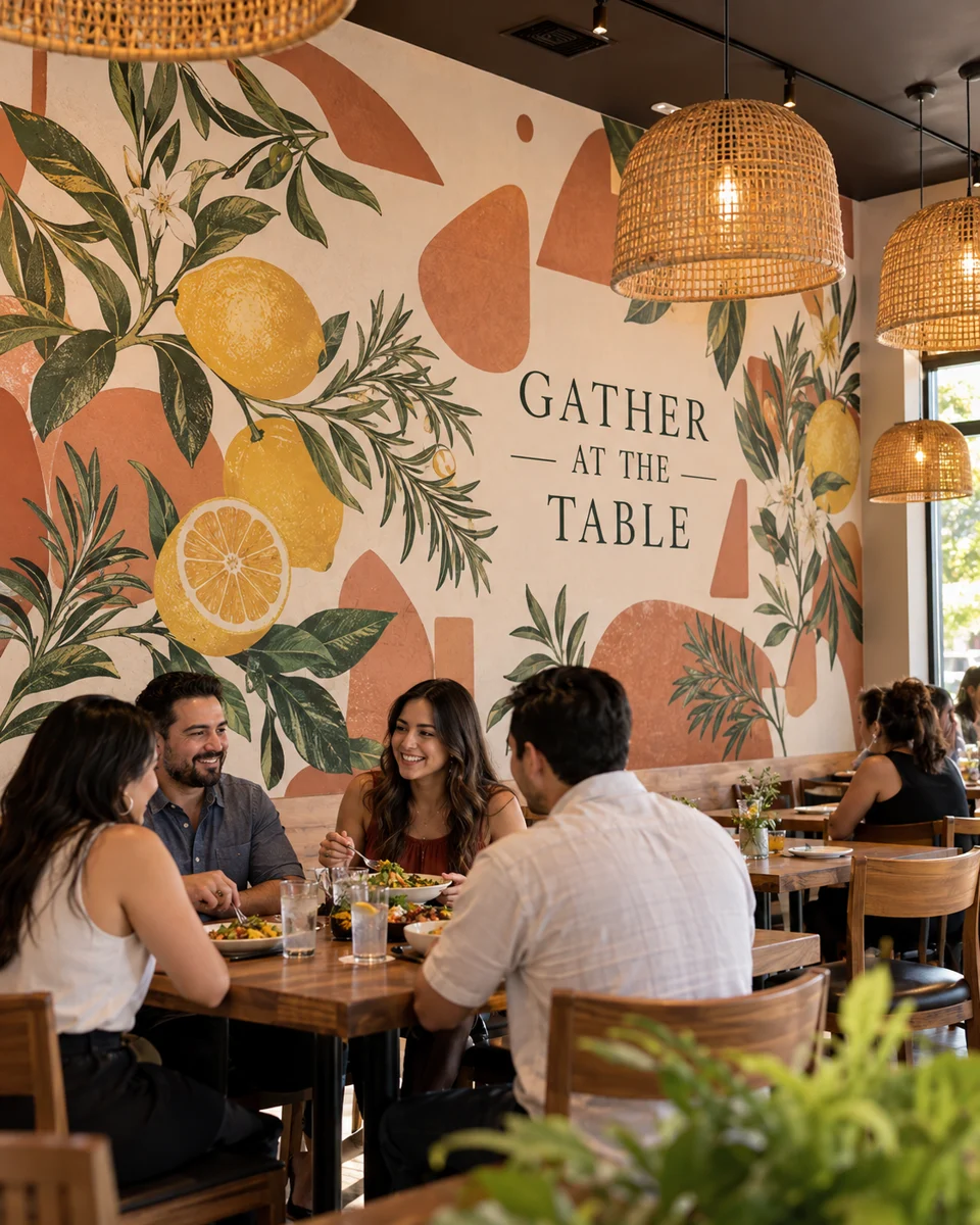 Cafe wall graphics · Neighborhood favorites inspiration