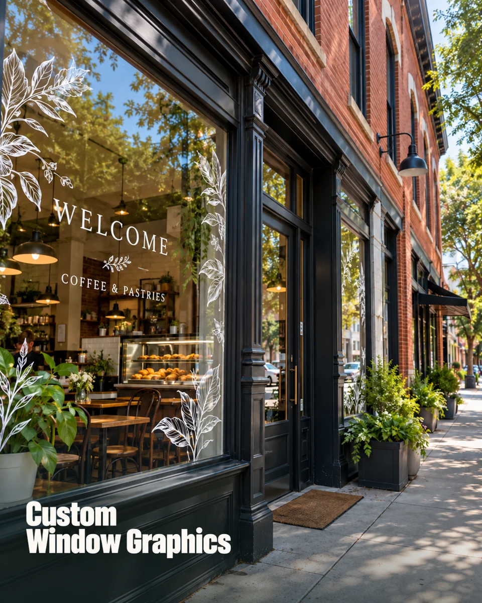 Storefront window graphics · Cafe & local shop inspiration