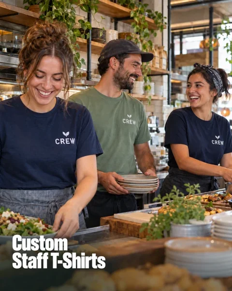 staff T-shirts · Cafe & local shop lifestyle printing idea