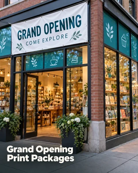 Grand opening banners · Community business lifestyle printing idea