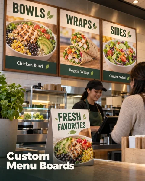 Restaurant menu displays · Community business lifestyle printing idea