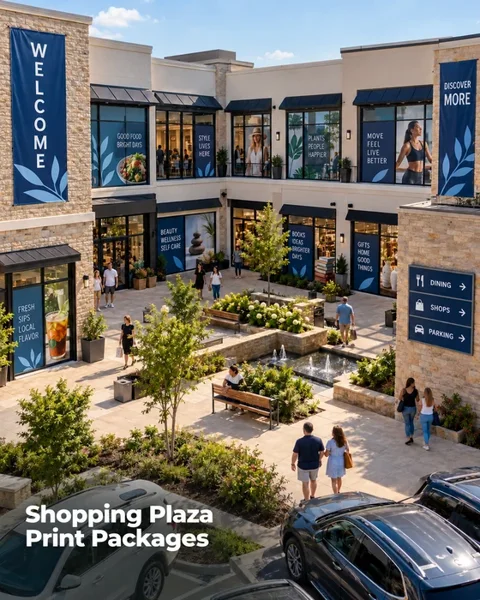 Shopping plaza print collection · Community business lifestyle printing idea