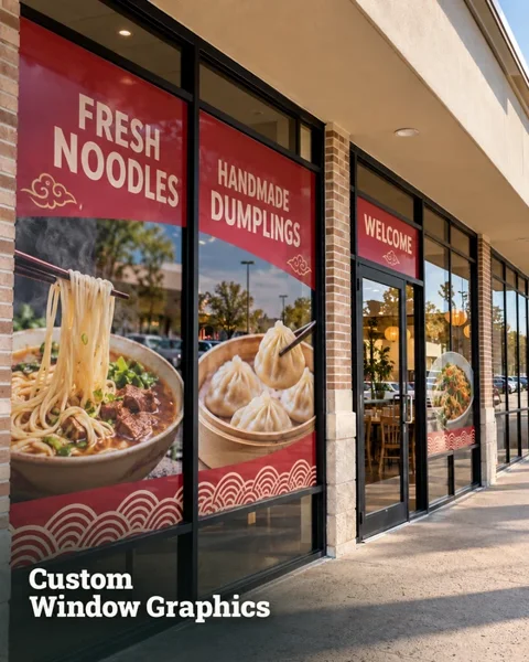Retail window graphics · Houston neighborhood lifestyle printing idea