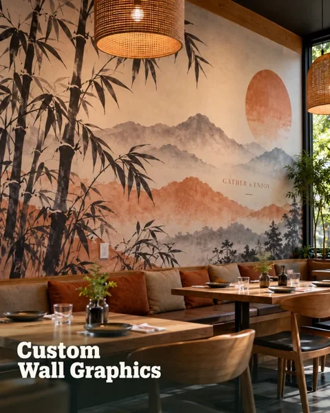 Restaurant wall murals · Houston neighborhood lifestyle printing idea