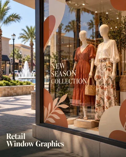 Fashion storefront graphics · Retail & events lifestyle printing idea