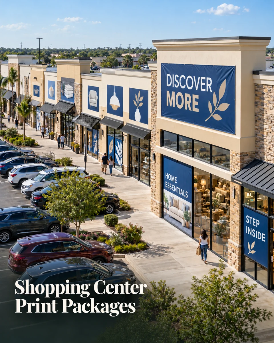 Shopping center print collection · Retail & events inspiration